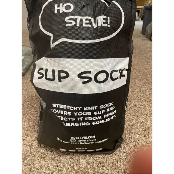 Ho Stevie! SUP Sock - Protective Stretchy Cover For 12' Surf/Paddle Board BK/WH - Picture 1 of 4